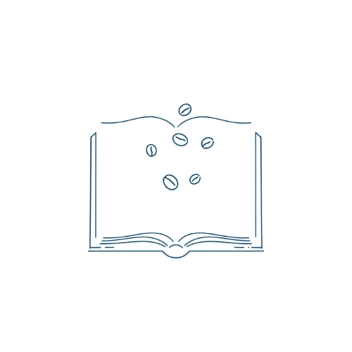 Icon of an open book with coffee beans on a transparent background