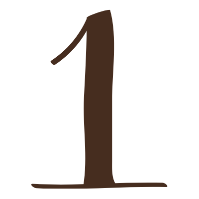 Brown number '1' on a white background