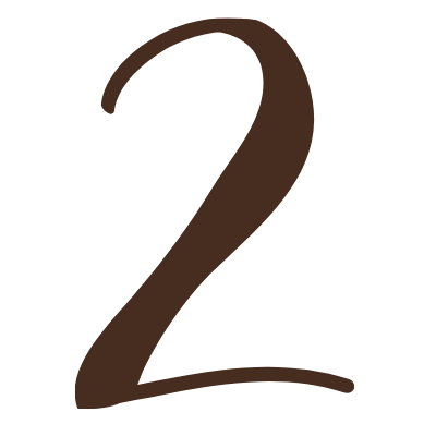 Brown number '2' on a white background