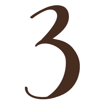 Brown number '3' on a white background
