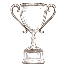Illustration of a trophy on a green background
